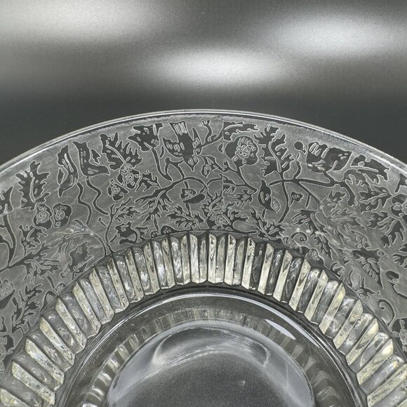 Antique Paden City Spring Orchard Ice Bucket Bowl Dish Clear Frosted Etched VTG - Picture 9 of 13